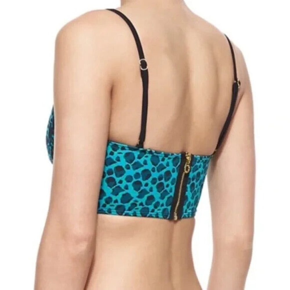 Marc by Marc Jacobs Cheetah Swim Bikini Top  Medium Teal Black - Picture 4 of 8
